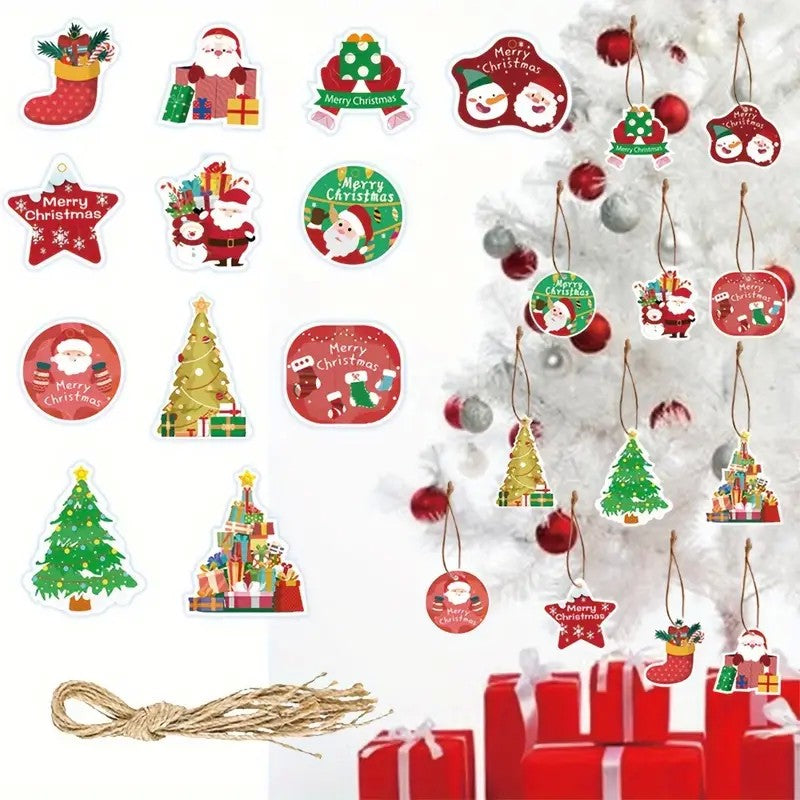 Set Decoratiuni de Craciun pentru Brad, Vivimall, Modele Variate, Sfoara Inclusa, 12 Piese, 6 x 7 cm, Model B, Multicolor