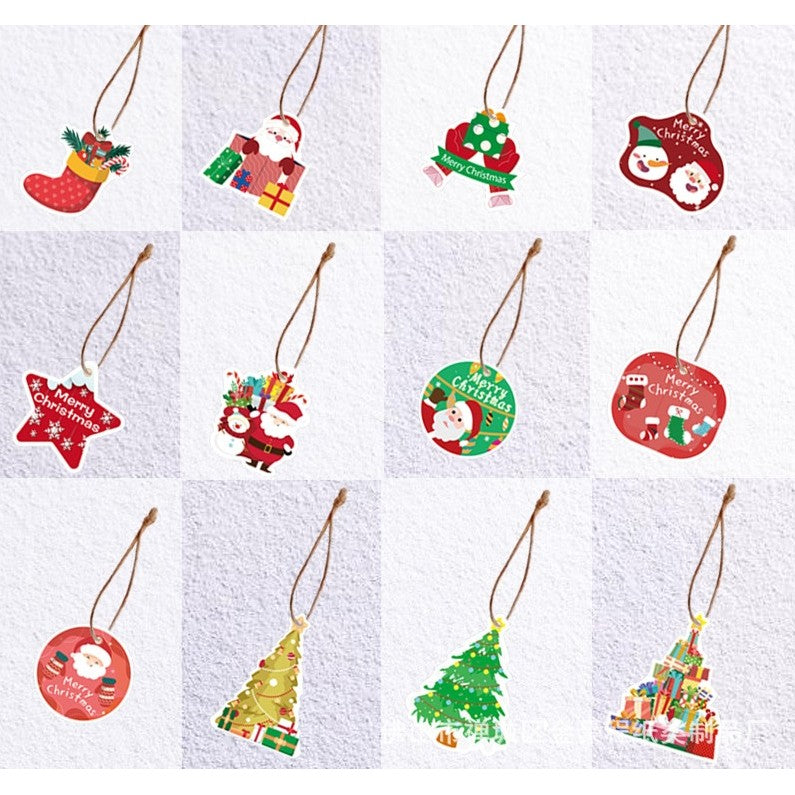 Set Decoratiuni de Craciun pentru Brad, Vivimall, Modele Variate, Sfoara Inclusa, 12 Piese, 6 x 7 cm, Model B, Multicolor