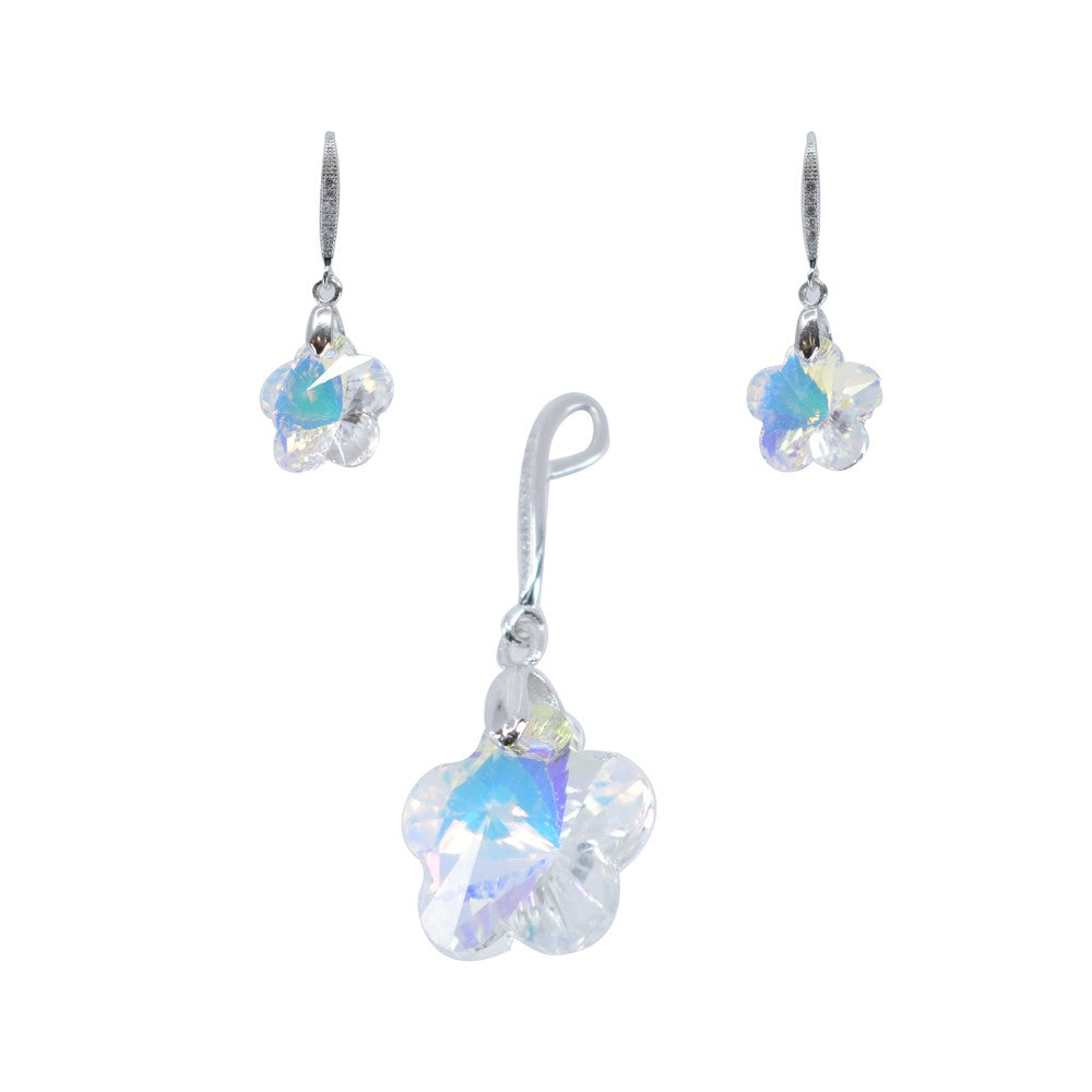 Set Din Argint 925 Cu Elemente Tip Swarovski, Floare