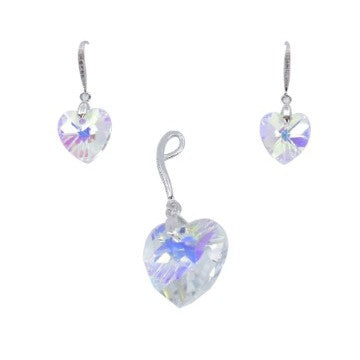Set Din Argint 925 Cu Elemente Tip Swarovski, Inima