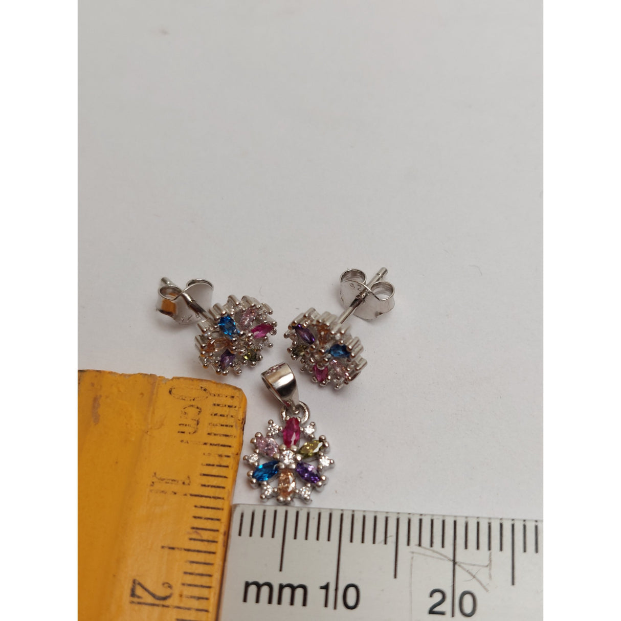 Set Din Argint 925 Fulg De Nea Cu Pietre Colorate, Jolie Silver, 2.1G