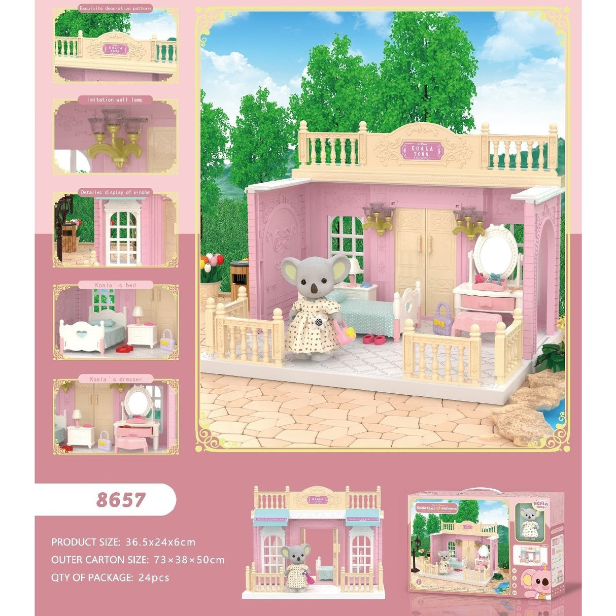 Set Dormitor Pentru Papusi Cu Mobilier Si Figurina
