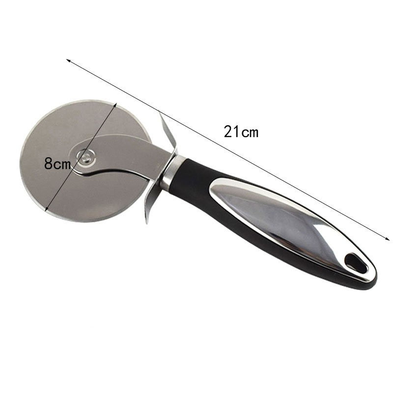 Feliator Si Lopatica Pentru Pizza, Set Din 2 Ustensile, Otel Inoxidabil, Maner Antiderapant, 26.5 X 8 X 3 Cm, Negru - vivimall.ro