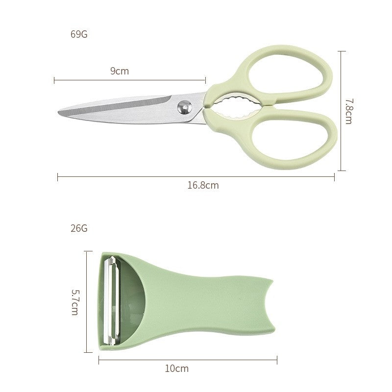 Set Foarfeca Pentru Bucatarie Curatator Legume Tip Suport, Multifunctional, Spargator Nuci, Material Abs Si Otel Inoxidabil, Maner Ergonomic, 16.8 X 7.8 X 1 Cm, Verde - vivimall.ro