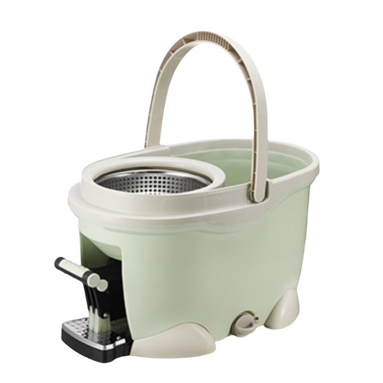 Set Galeata Cu Pedala Si Mop Rotativ 360Â°, Cu Actiune Centrifuga X4, Pentru Uz Casnic, Maner Din Otel Inoxidabil Telescopic, 2 Capte Din Bumbac, Matcha