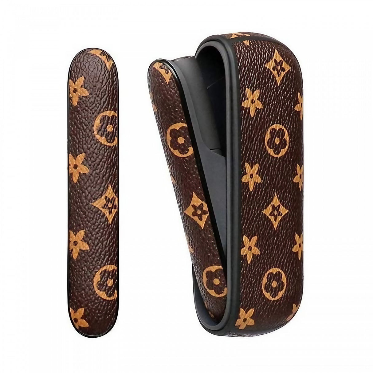 Set Husa Piele Ecologica Si Capac Plastic Flippy, pentru IQOS 3.0 DUO, de Protectie, Anti Soc si Zgarieturi, 20 gr, 12 x 4 x 2 cm, Maro - vivimall.ro