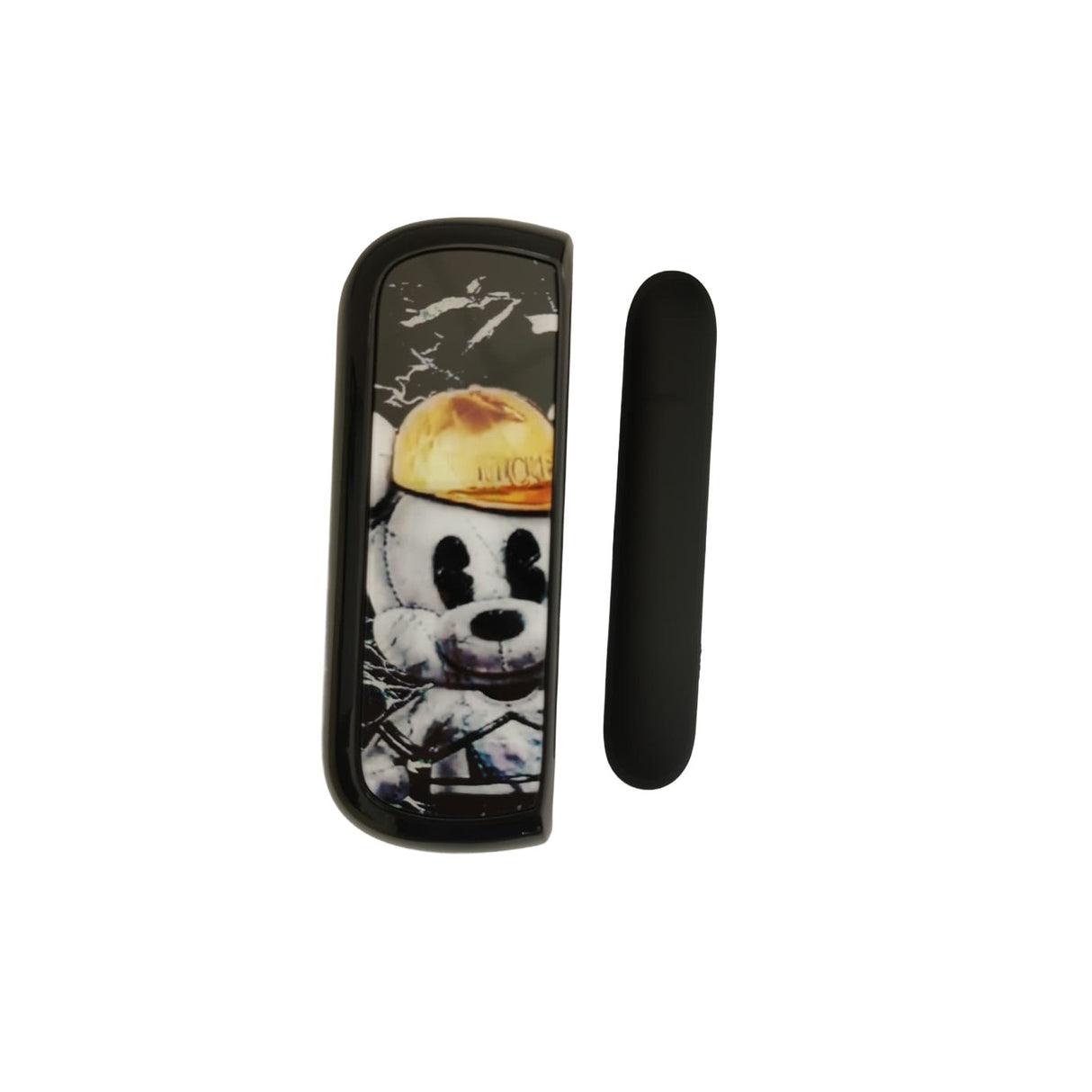 Set Husa Si Capac Plastic Flippy, pentru IQOS Iluma, de Protectie, Capac Magnetic, Anti Soc si Zgarieturi, 20 gr, 12 x 4 x 2.5 cm, Model Urs, Negru/Galben - vivimall.ro