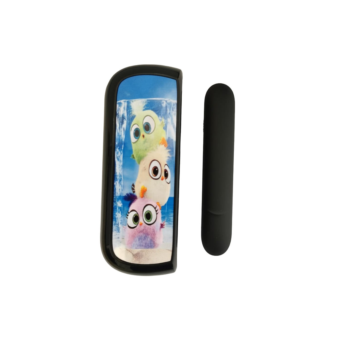 Set Husa Si Capac Plastic Flippy, pentru IQOS Iluma, de Protectie, Capac Magnetic, Anti Soc si Zgarieturi, 20 gr, 12 x 4 x 2.5 cm, Model Pasari, Negru - vivimall.ro