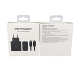 Set încărcător USB-C 45W și cablu 1m negru, vedere laterală, design minimalist