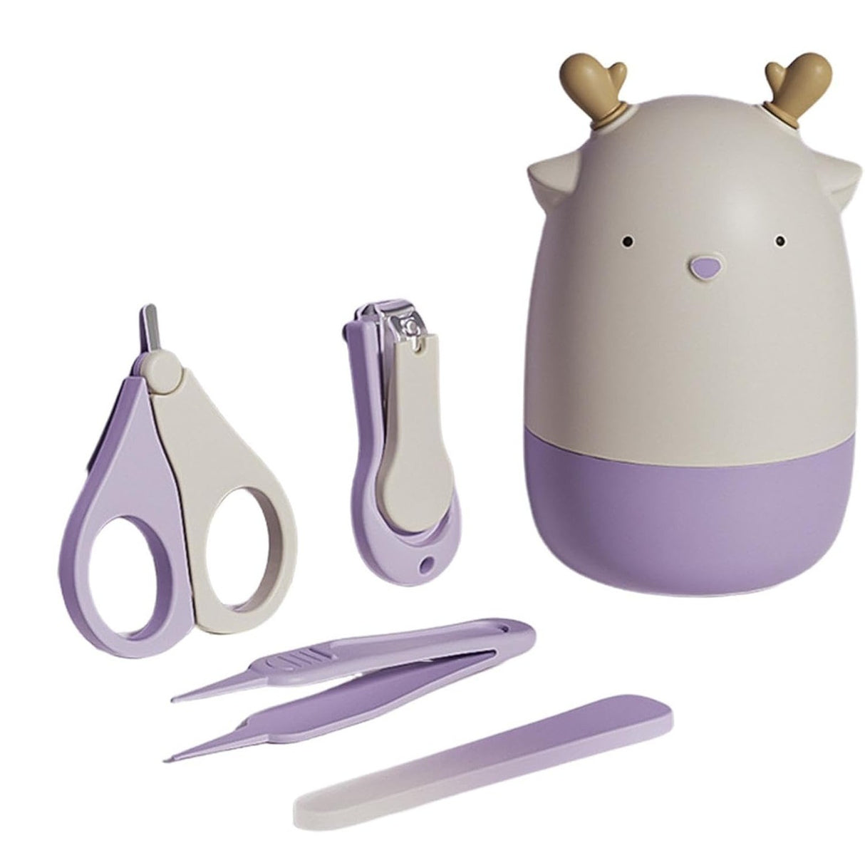 Set 4In1 De Injire Unghii Pentru Bebelusi, Cutie De Depozitare Tip Cerb, 0-6 Ani, Mov