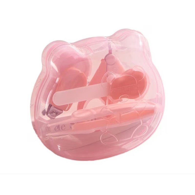 Set Injire Unghii Pentru Bebelusi, Cutie De Depozitare In Forma De Ursulet, Roz