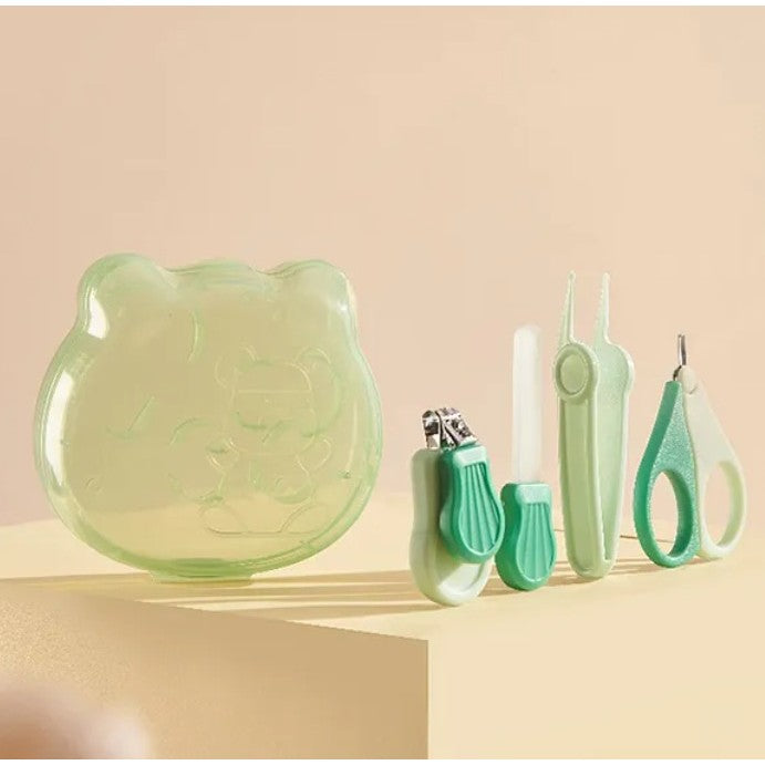 Set Ingrijire Unghii pentru Bebelusi, Vivimall, Cutie de Depozitare in Forma de Ursulet, 10 x 9.5 cm, Verde