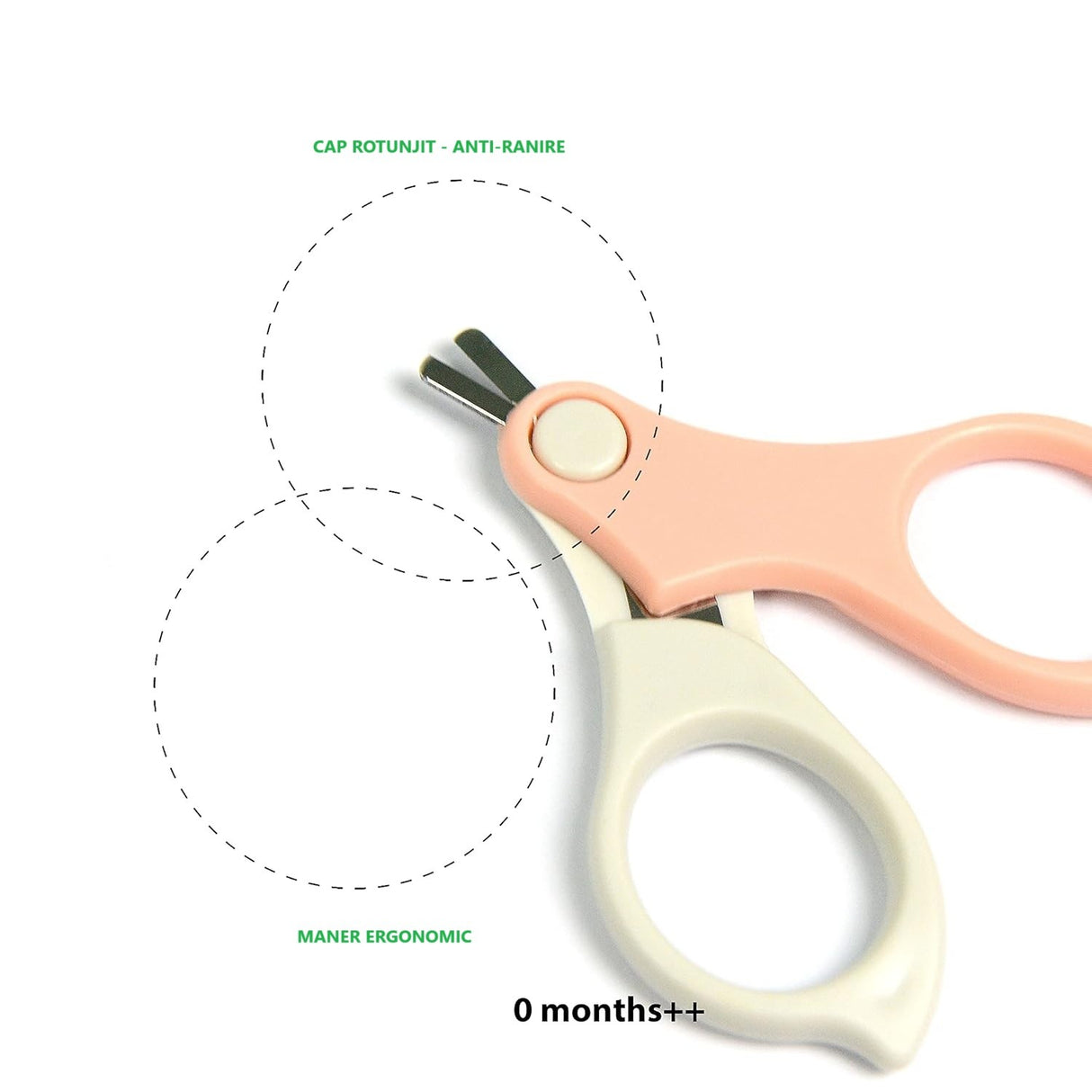 Set 4in1 de Ingrijire Unghii pentru Bebelusi, Vivimall, Cutie de Depozitare Transparenta, 0-6 Ani, 13.6x8x2 cm, Roz