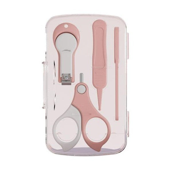 Set 4in1 de Ingrijire Unghii pentru Bebelusi, Vivimall, Cutie de Depozitare Transparenta, 0-6 Ani, 13.6x8x2 cm, Roz