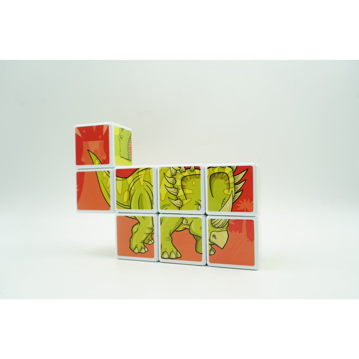 Set inteligent de cuburi magnetice pentru copii, 8 piese, cutie depozitare, puzzle dinozauri, +3 ani, multicolor