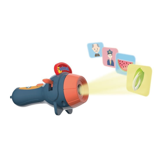Set Jucarie Educativa, Flippy, Proiector Tip Lanterna Pentru Copii, 6 Teme, 48 de Imagini, Cutie Depozitare, +3 ani, Albastru - vivimall.ro
