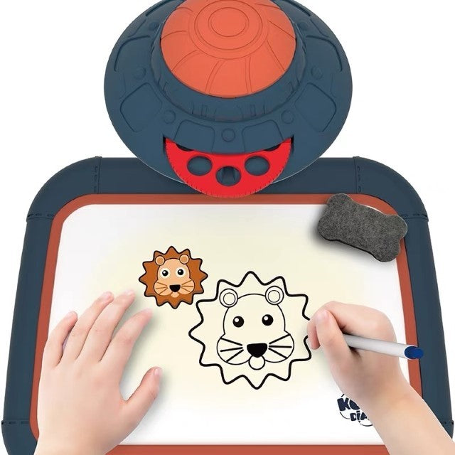 Set Jucarie Educativa Proiector Cu Masa Pentru Desen, 48 De Imagini, 6 Discuri De Proiectare, Creioane Colorate, Cutie Depozitare, +3 Ani