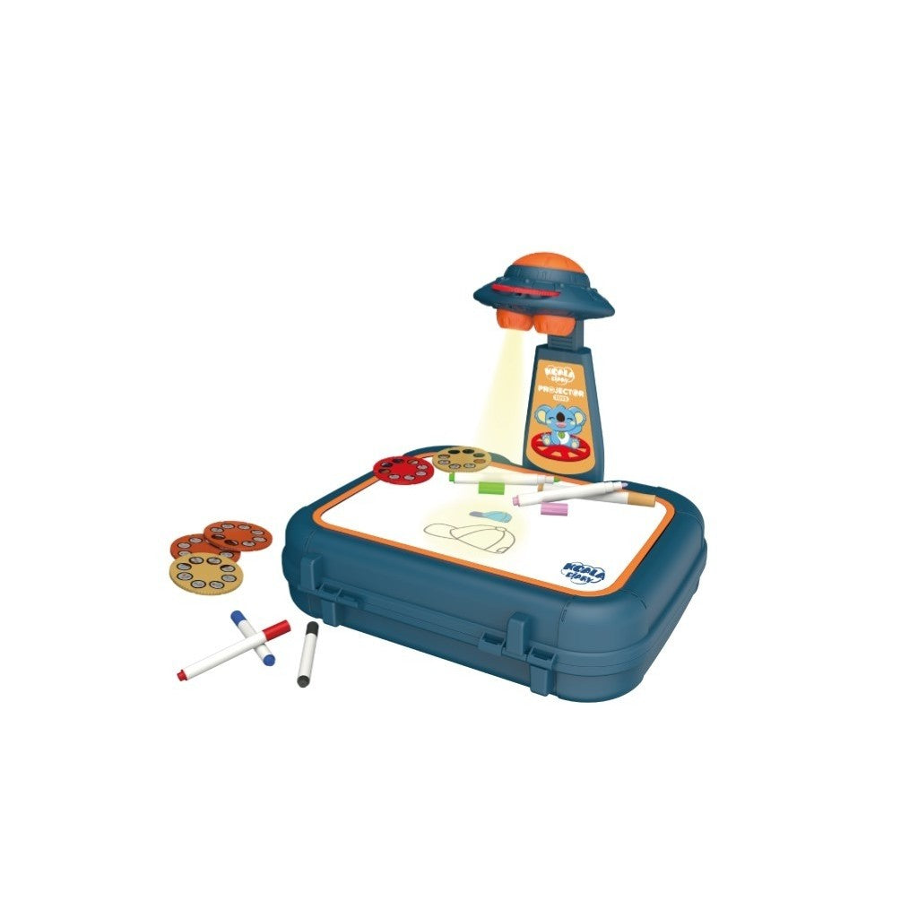Set Jucarie Educativa Proiector Cu Masa Pentru Desen, 48 De Imagini, 6 Discuri De Proiectare, Creioane Colorate, Cutie Depozitare, +3 Ani
