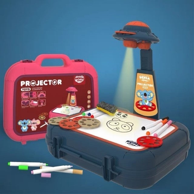 Set Jucarie Educativa Proiector Cu Masa Pentru Desen, 48 De Imagini, 6 Discuri De Proiectare, Creioane Colorate, Cutie Depozitare, +3 Ani
