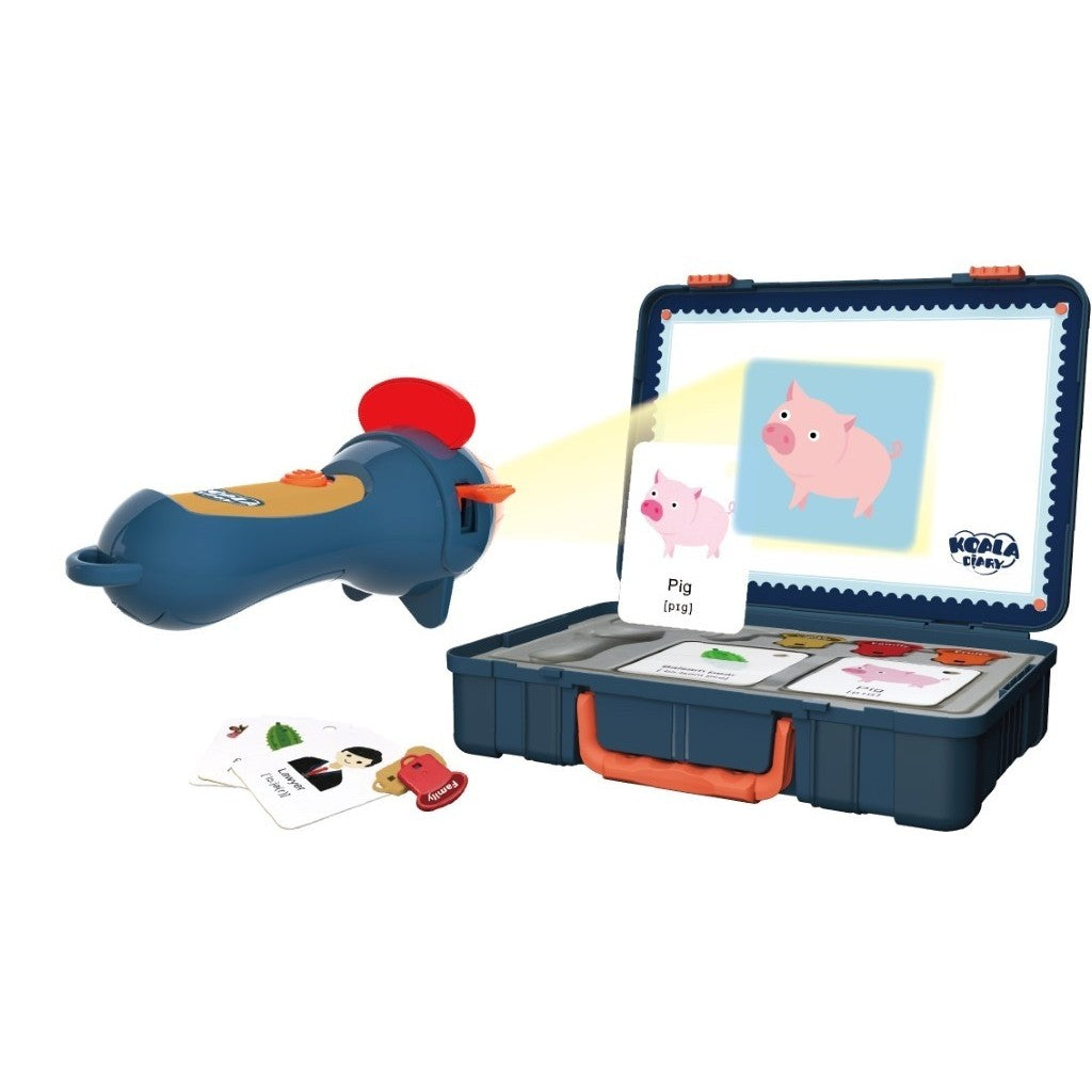 Set Jucarie Educativa Proiector Tip Lanterna Pentru Copii, 48 De Imagini,Carti Cu Pictograme, Cutie Depozitare, +3 Ani
