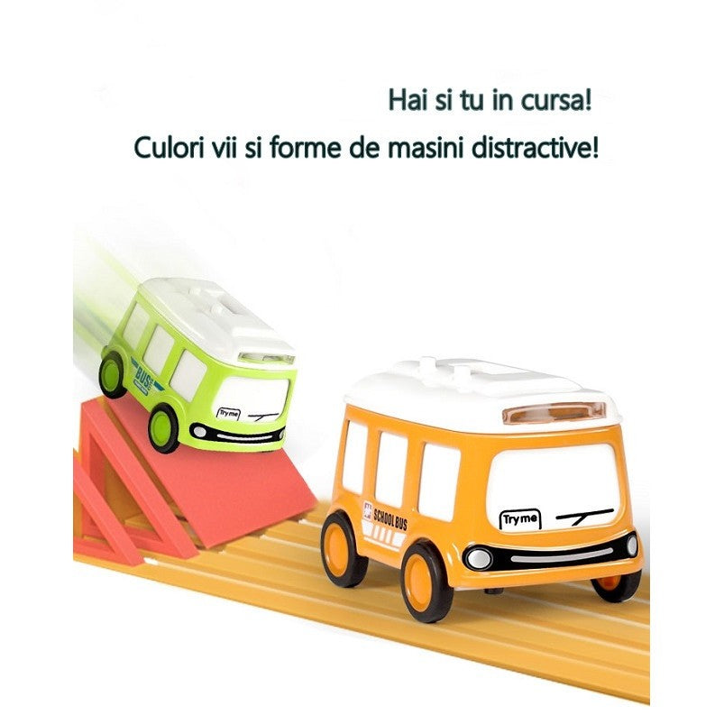 Set Jucarie Pentru Copii, Masina-Ceas Verde Si Portocalie