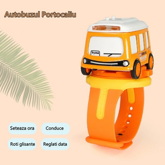 Set Jucarie Pentru Copii, Masina-Ceas Verde Si Portocalie