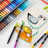 Set 60 Carioci, Flippy, pe Baza de Apa, 2 Tipuri de Varf, 1-2 mm, 0.4 mm, Corp Carioca Negru, din Plastic, Multicolor