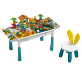 Masuta Multifunctionala, Flippy, Educativa pentru Copii, Scaunel Bunny, Blat Reversibil, Compatibila cu Piese mari tip LEGO Duplo, 4 cutii depozitare, Set 156 piese, 3+Ani, Multicolor - vivimall.ro