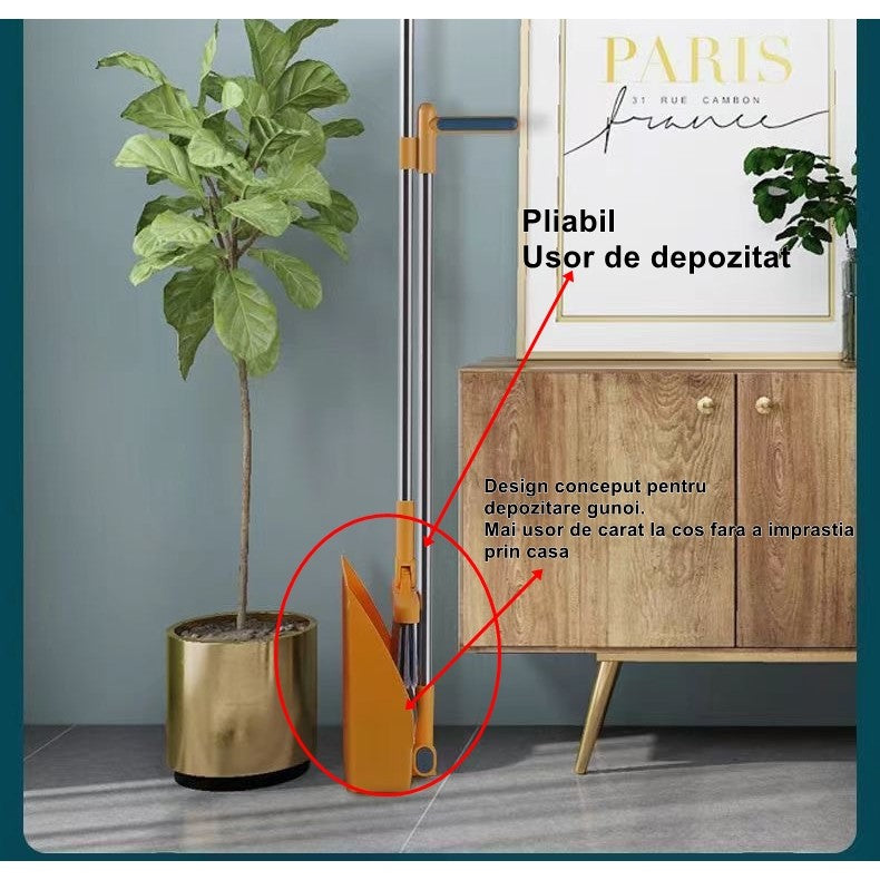 Set Matura si Faras cu Coada Detasabila, Flippy, cu Dinti de Pieptene pentru Curatare Matura, rotativ, pliabil, Otel inoxidabil si Polipropilena, portocaliu