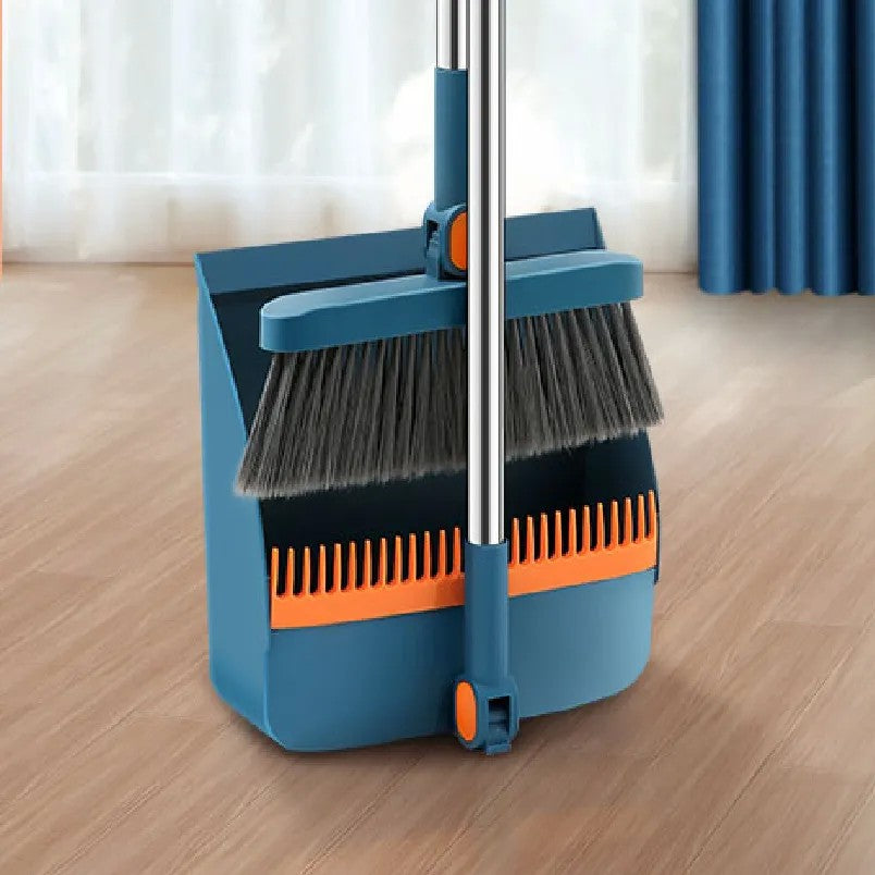 Set Matura si Faras cu Coada  cu Dinti de Pieptene pentru Curatare Matura, rotativ, pliabil, detasabil, Otel inoxidabil si Polipropilena, albastru