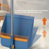 Set Matura si Faras cu Coada Flippy, cu Dinti de Pieptene pentru Curatare Matura, rotativ, pliabil, detasabil, Otel inoxidabil si Polipropilena, albastru