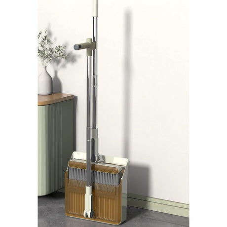 Set Matura si Faras cu Coada Vivimall, cu Dinti de Pieptene pentru Curatare Matura, rotativ, pliabil, detasabil, Otel inoxidabil si Polipropilena, 99 x 30 cm Galben - vivimall.ro