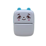 Set Mini Imprimanta Foto Portabila, Vivimall, Include: 1x Set de Markere, 5x Role de Hartie Termica, 5x Role Hartie Adeziva, Incarcare USB, Bluetooth, Print Alb-Negru, Model Ursulet, Alb/Albastru - vivimall.ro