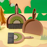 Set Mini Matura si Faras, Vivimall, LITTLE CLEANER, Uz Casnic, pentru Birou, Bucatarie, Casa, Model Kiwi, 23 x 18 cm Maro-Verde - vivimall.ro