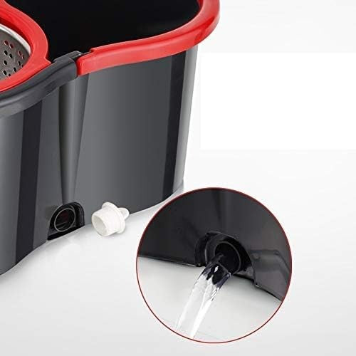 Set mop rotativ cu galeata Flippy, material plastic si microfibra, rezistent, cu dop scurgere, vas detasabil, pentru interior, capacitate 8 l, negru/rosu