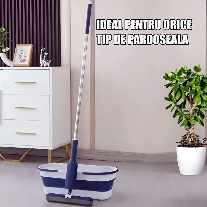 Set Mop Telescopic Cu Galeata Pliabila, 32 Cm, Maner Reglabil 140 Cm, Sistem De Stoarcere Eficient - vivimall.ro