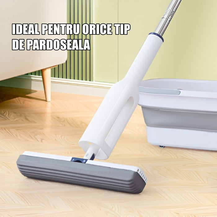 Set Mop Telescopic Cu Galeata Pliabila, 32 Cm, Maner Reglabil 140 Cm, Sistem De Stoarcere Usor Si Eficient - vivimall.ro
