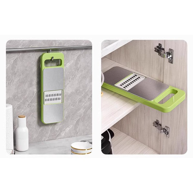 Set Multifunctional Din 7 Piese, Pentru Taierea Si Maruntirea Legumelor, Uz Casnic,Din Otel Inoxidabil, Gri-Verde - vivimall.ro