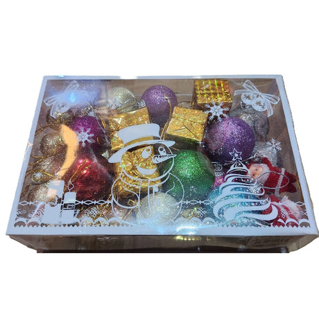 Set 45 Globuri de Craciun, Flippy, pentru Brad, Model 2, cu Glitter, Lucioase, Multicolor