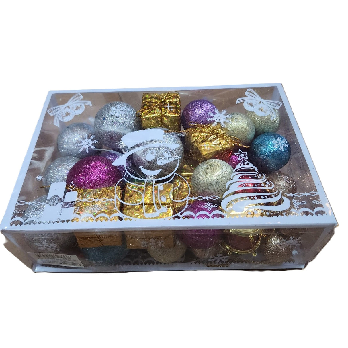 Set 45 Globuri de Craciun, Flippy, pentru Brad, Model 2, cu Glitter, Lucioase, Multicolor