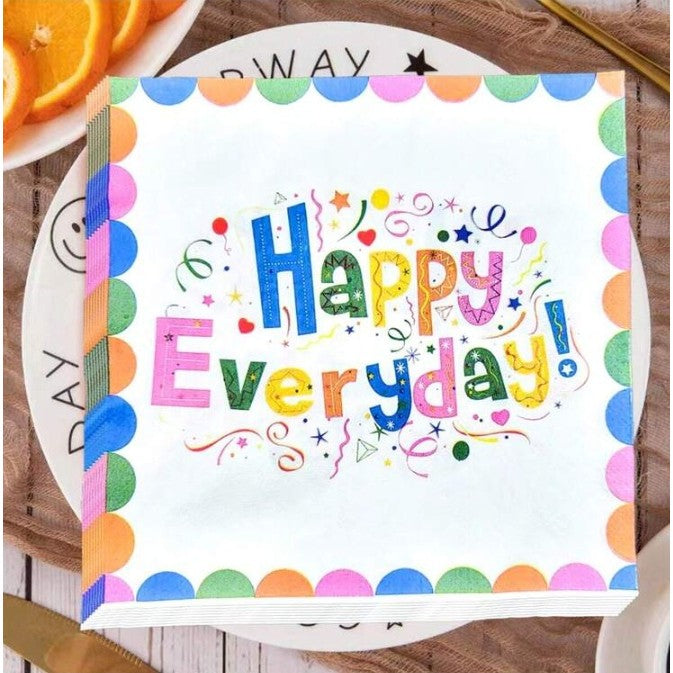 Set 20 Servetele de Masa, Flippy, din Hartie, 33 x 33 cm, Model Happy Everyday, Multicolor
