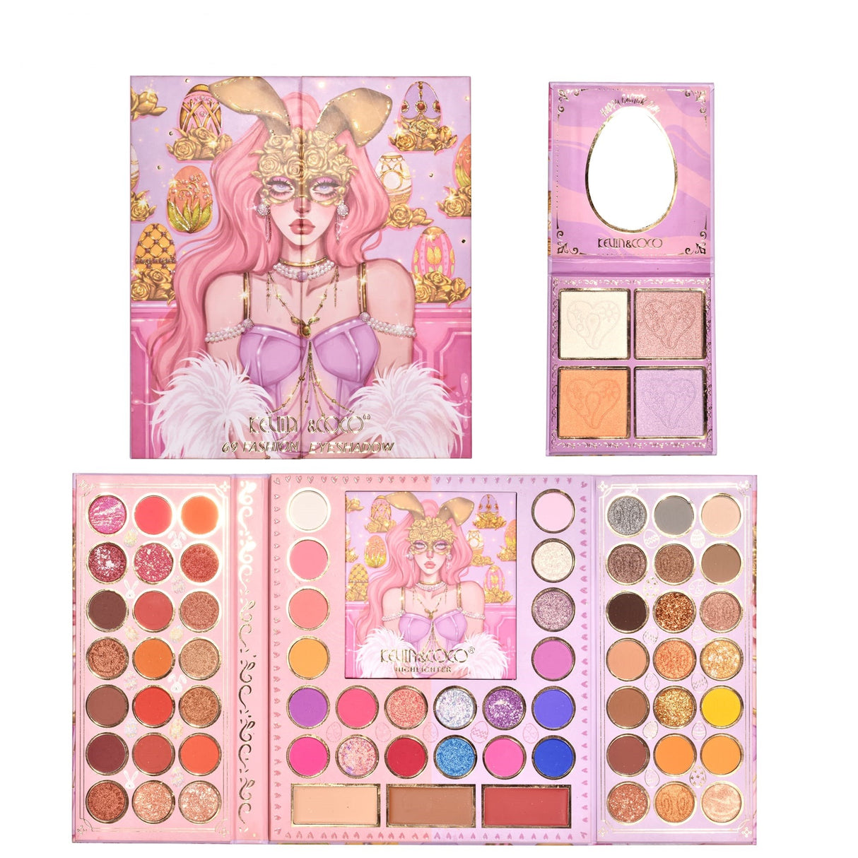 Trusa De Machiaj, Kevin & Coco, Easter Style Pink, 69 Culori, 20 X 22.5 Cm - vivimall.ro