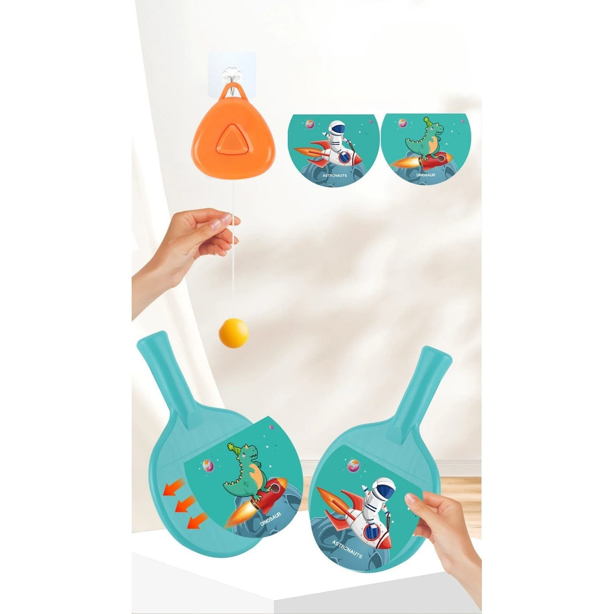 Set Palete Pentru Tenis De Masa, Pentru Copii, Accesoriu De Agatat Inclus, 2 Mingi, Design Animat - vivimall.ro