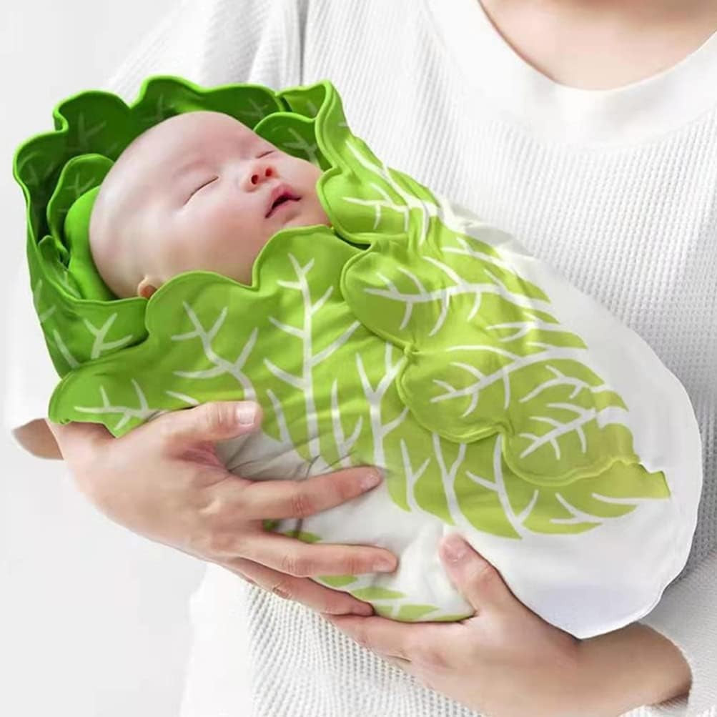 Set Patura Flanel Si Caciula Forma Frunza De Salata, Pentru Nou-Nascuti, Material Poliester, 85 Cm - vivimall.ro