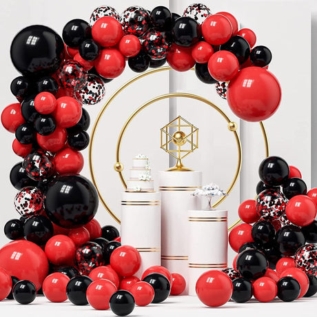 Baloane Decorative Pentru Nunta, Zi De Nastere, Evenimente, Arcada Set Din 124 Baloane, Din Latex, Baloane Cu Confetii, Rosu - vivimall.ro