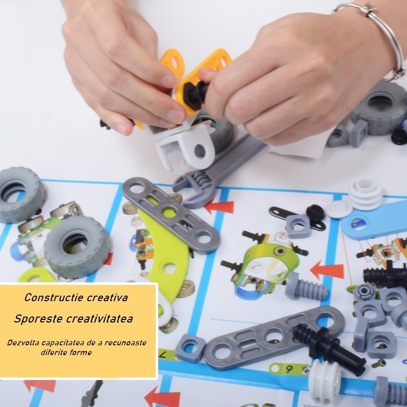 Set Pentru Construit Masini, Educativ Si Creativ, Diy, 132 Piese