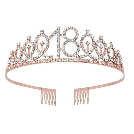 Set 2 Piese pentru Majorat, Vivimall, 15 x 13 x 5 cm, Coronita Printesa Rose si Panglica 18&amp;Fabulous, Alb - vivimall.ro