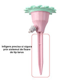 Set picuratoare cu valva pentru irigare Flippy, design floare, viteza reglabila, fixare prin infigere, practic, 16.8 x 9 cm, roz