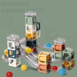 Set Piese Magnetice De Constructie, Cu Tobogane Si Bile, 23 Piese