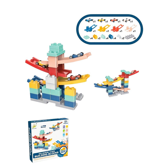 Set piese pentru constructie, Vivimall, Rampa auto, 30 piese, Masinute incluse - vivimall.ro